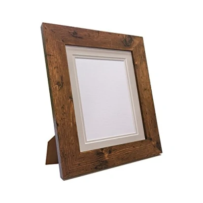 Image of Metro Vintage Wood Photo Picture Poster Frame with Double Light Grey Mount 40 x 30 for Image Size 20 inch
