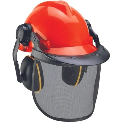 Image of Einhell 4500480 Foresty Helmet with Ear Defender and Face Mask, Red, 20.3 cm*28.5 cm*23.0 cm
