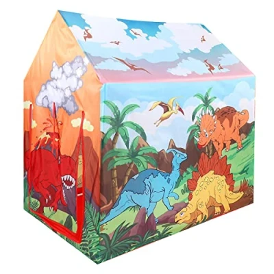 Image of SOKA Dinosaur Playhouse for Kids Indoor Outdoor Foldable Play Tent Game Birthday Party Tunnel Home Bedroom Garden Camping Beach Children Boys Girls Toddler
