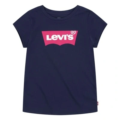 Image of Levi&#039;s Girl&#039;s Lvg Ss Batwing Tee 4e4234 T Shirt, Peacoat / Tea Tree Pink, 12 Years