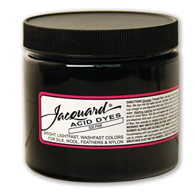 Image of Jacquard Acid Dye for Wool, Silk and Other Protein Fibers, 8 Ounce Jar, Concentrated Powder, Pink 608