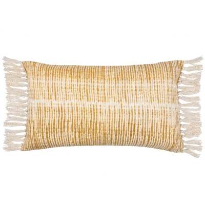 Image of Yard Sono Ink Abstract Fringed Polyester Filled Cushion