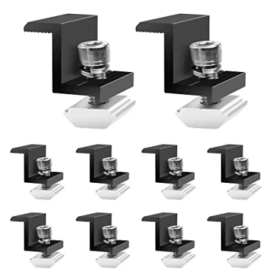 Image of Solar Panel Holder End Clamp 30 mm Black Bracket, 10 Pieces Attachment Module, Z Brackets Adjustable Clamp, for PV Photovoltaic
