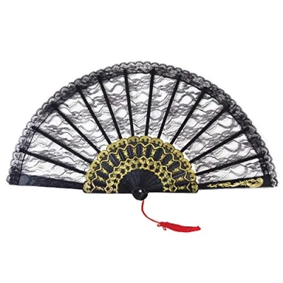 Image of Bristol Novelty BA841 Fan Black Lace Spanish, Womens, One Size