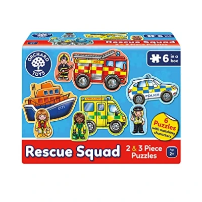 Image of Orchard Toys Rescue Squad Jigsaw Puzzle, A Collection of 6 puzzles featuring 2 and 3 pieces Perfect for Little Hands, Ages 2+