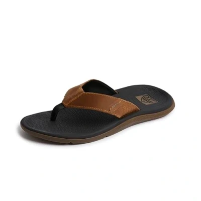 Image of Reef Men&#039;s Santa Ana Le Flip Flop, Black and Tan, 10 UK