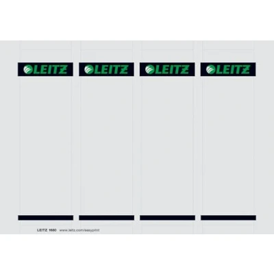 Image of Leitz PC Printable Spine Labels for Plastic 80 mm Lever Arch Files, Wide and Short, 56 x 190 mm, Card, 16800085 Grey, Pack of 100