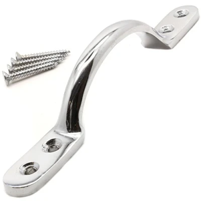 Image of Large Chrome Victorian Handle + Screws 5&quot; D Sash Drawer/Cupboard/Door/Window Pull