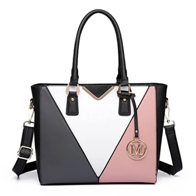 Image of Miss Lulu Leather Look V Shape Shoulder Handbag Lightweight Medium Tote Bag Handbags for Women