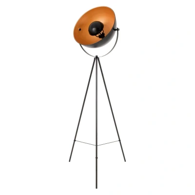 Image of Bernice Tripod Floor Lamp Black Gold 1xE27