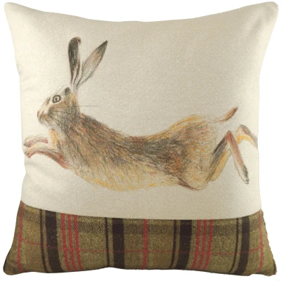 Image of Evans Lichfield Hunter Leaping Hare Cushion Cover, Multi, 43 x 43cm