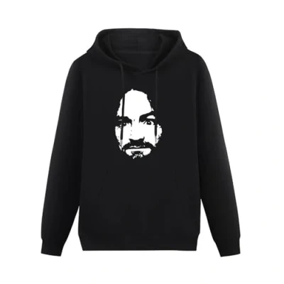 Image of QIANJIAOMEN Charles Manson Men&#039;s Hoodies Pullover Hoody Black Unisex Sweatershirt XXL