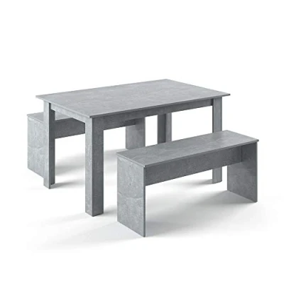 Image of Vicco Dining table set Sentio, Concrete, 90 x 140 cm with 2 benches
