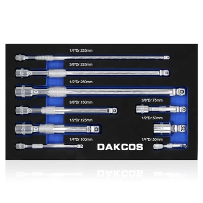 Image of DAKCOS 3 Pieces Wobble Extension Bar Set, 1/4&quot; 3/8 &quot;1/2&quot; Drive Socket Bar, Extensions Tool, CR V Steel
