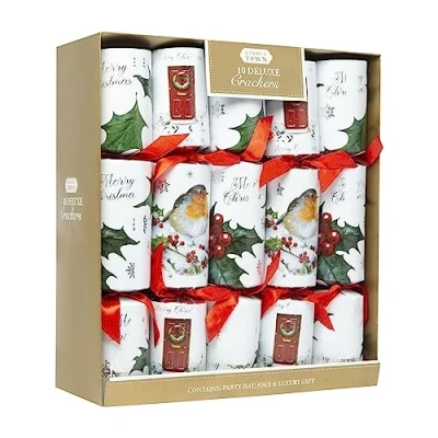 Image of OnlineStreet Classic Christmas Party Crackers for loved ones Birthday Luxury Multicolour (Robin &amp; Holly Pack of 10)