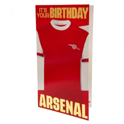 Image of Arsenal FC Retro Birthday Card (22cm x 12cm) (Red/Gold)