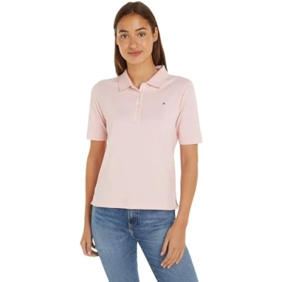 Image of Tommy Hilfiger Women&#039;s 1985 REG Pique Polo SS S/S Polo, Delicate Pink, S