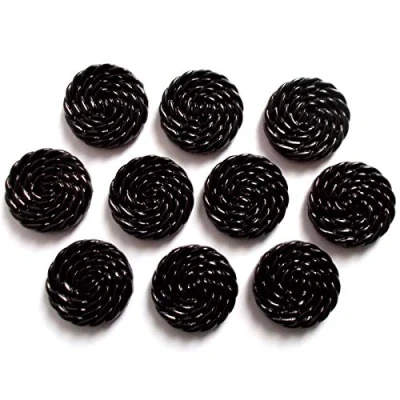 Image of Woven Rope Effect Spiral Swirl Plastic Buttons 15mm Wide Pack of 10 (Black)