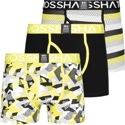 Image of Crosshatch Mens Everyday Essential Multipack 3 Pack Boxer Jersey Shorts Underwear Gift Set, Crystaline Lime, S