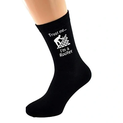 Image of GTR Prestige Giftware Trust me I&#039;m a Roofer Image Design Socks Mens Size UK 5 12 (Black)