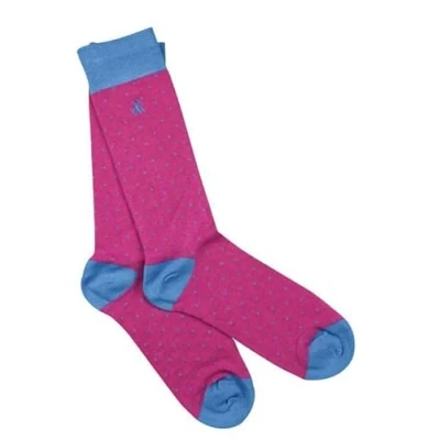 Image of Swole Panda Bamboo Socks UK7 11 Spotted Blue Dots Mens