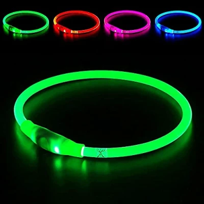 Image of Led Dog Collar, BSEEN USB Rechargeable Flash Necklace Light, Pet Safety Collar Makes Your Beloved Dogs Be Seen at Night for Small Medium Large