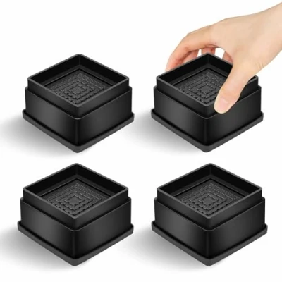 Image of MixDora Bed Risers 1 Inch Square Stackable Furniture Anti Slip Chair Raisers for Sofas Couches Table Set of 4 Pack Black (4 Pack, Inch)