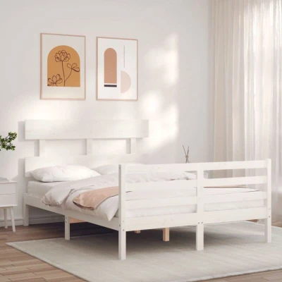 Image of vidaXL Bed Frame without Mattress White 120x200 cm Solid Wood