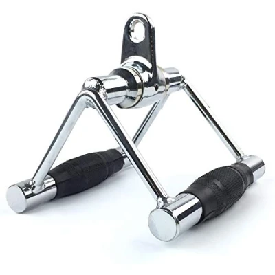 Image of Cable Machine Attachments Pull Down Rope Tricep Straight Bar Stirrup Handle Row Lat Pulldown Multigym Multi Home Gym Exercise Accessories (Rubber Coated Revolving Bar)