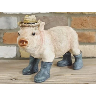 Image of My Square Mile Resin Pig Ornament Statue Sculpture, Hand Painted, Garden Novelty Gift, Indoor and Outdoor Use (Standing Pig)