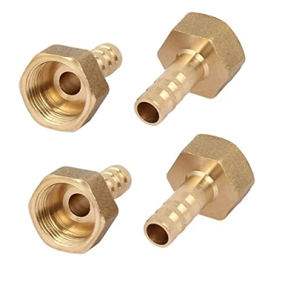 Image of sourcingmap 3/8BSP Female Thread 8mm Hose Barb Brass Tubing Coupler Connector Fitting 4pcs