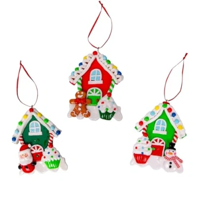 Image of Christmas Tree Hanging Decorations Homes Decorated with Cup Cake Candy Santa Snowman Teddy Xmas Wall Home Décor Ornaments 3pcs Set