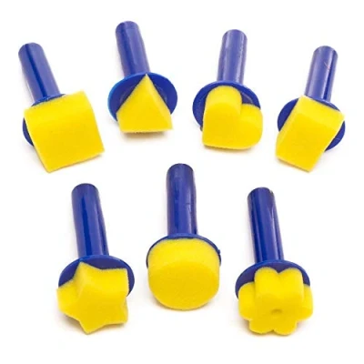 Image of Baker Ross FE293 Sponge Paint Dabbers Pack of 8, Kids Brushes, Painting Supplies, Childrens Art Supplies,Yellow