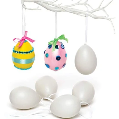 Image of Baker Ross EA120 Plastic Eggs Hanging Decorations 7 cm for Children to Paint &amp; Decorate (Pack of 12), White, 3.0 cm*15.0 cm*12.0