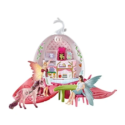 Image of schleich Bayala 42526 Fairy Cafe Blossom 21 Piece Magical and Unicorn Figurine Playset with Dollhouse Enchanted Accessories Imaginative Play Gifts for Girls, Boys Ages 5 12