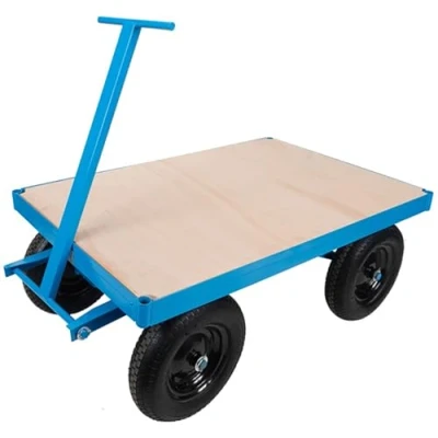 Image of 1000kg Heavy Duty Site Trolley Platform Hand Truck Cart with Pneumatic Wheels Blue