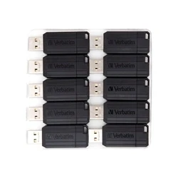 Image of Verbatim Pinstripe USB Drive 16GB Black [Pack of 10]