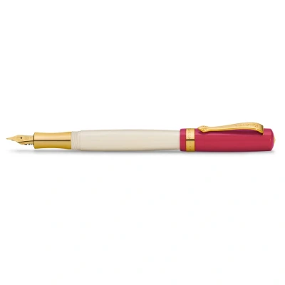 Image of Kaweco Student 30&#039;s Blues Fountain Pen I Premium Acrylic for Ink Cartridges Nostalgic in Red and Cream with Golden Details 16 cm Nib: EF (Extra Fine)