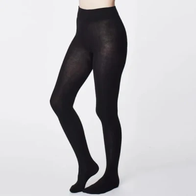 Image of 1 Pair Black Elgin Bamboo and Recycled Polyester Plain Tights Ladies Extra Large Thought