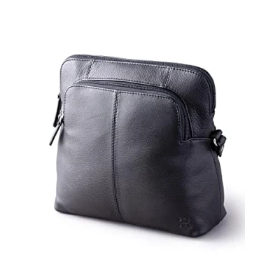 Image of Real Leather Ladies Rachel Cross Body Bag in Black