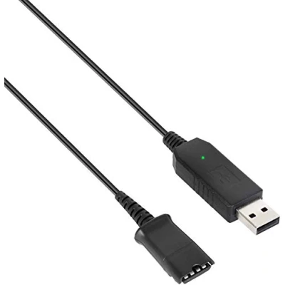 Image of Call Center Headset Quick Disconnect QD Cable to USB Plug Adapter Compatible with Plantronics Connector Any Computer Laptop VOIP Softphone