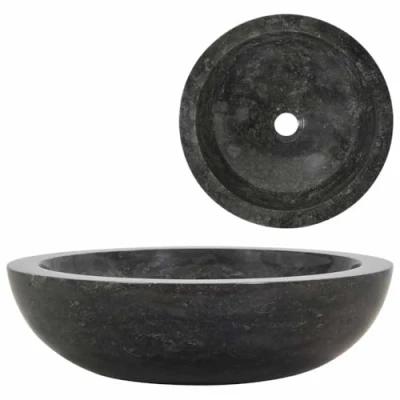 Image of &#039;vidaXL Elegant Handmade Black Marble Sink Stylish, Modern Design for Bathroom and Washroom 40x12 cm