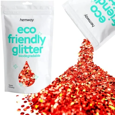 Image of Biodegradable Glitter Red Holographic Eco Friendly Plant Based Bio Super Chunky for Face Body Hair Craft Resin Festival Makeup Eyeshadow 100g / 3.5oz