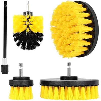 Image of 4/5 Piece Drill Brush Attachment Set Power Scrubber For Cleaning All Purpose With Extend Bathroom Surfaces, Grout, Floor, Tub, Tile, Corners, Kitchen And Car