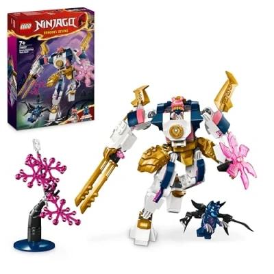 Image of LEGO NINJAGO Sora’s Elemental Tech Mech, Customisable Ninja Action Figure Toy for 7 Plus Year Old Boys and Girls, Set with Katanas &amp; Sora Minifigure Independent Play, Birthday Gift Idea 71807