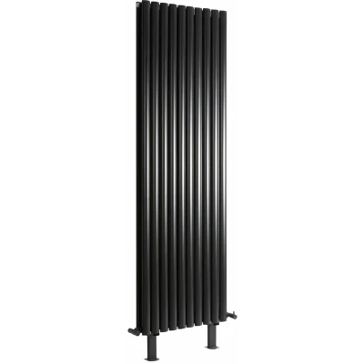 Image of Milano Aruba Black Vertical Double Oval Panel Radiator Feet 1780mm x 590mm