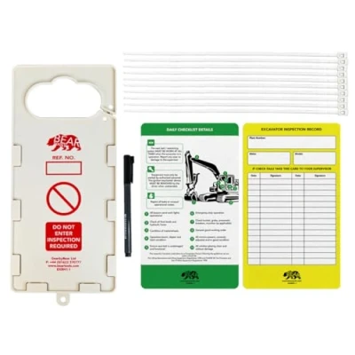 Image of BearTOOLS Excavator Safety Notice Inserts Only Control System Help Maintenance Identification Tracked and Wheeled Machinery (Yellow/Green 10 Pack Kit)