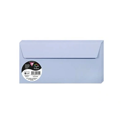 Image of Clairefontaine Ref 55725C Pollen Adhesive Envelopes (Pack of 20) DL Sized, 120gsm Paper, Printer Compatible, Acid Free, Strip for Easy Seal Lavender Blue