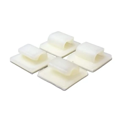 Image of 100 Pack Self Adhesive Cable Clips 6mm Management Tidy Hooks (White)