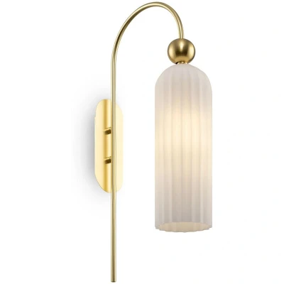 Image of Antic Modern Wall Lamp Gold, Glass White Shade